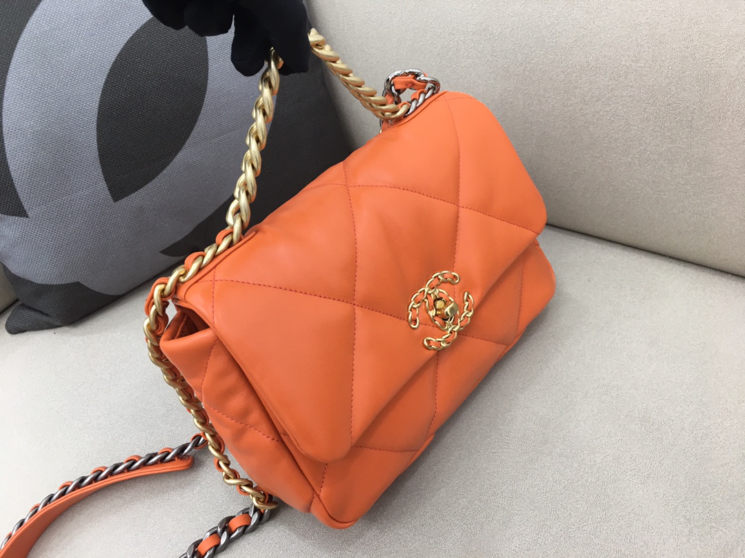 Lambskin 19 Handbag Flap Bag AS1160 Orange